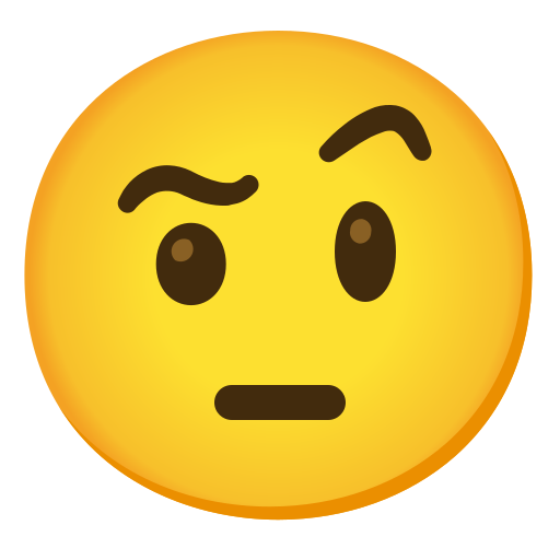 A image of the emoji of 'Face with Raised Eyebrow'