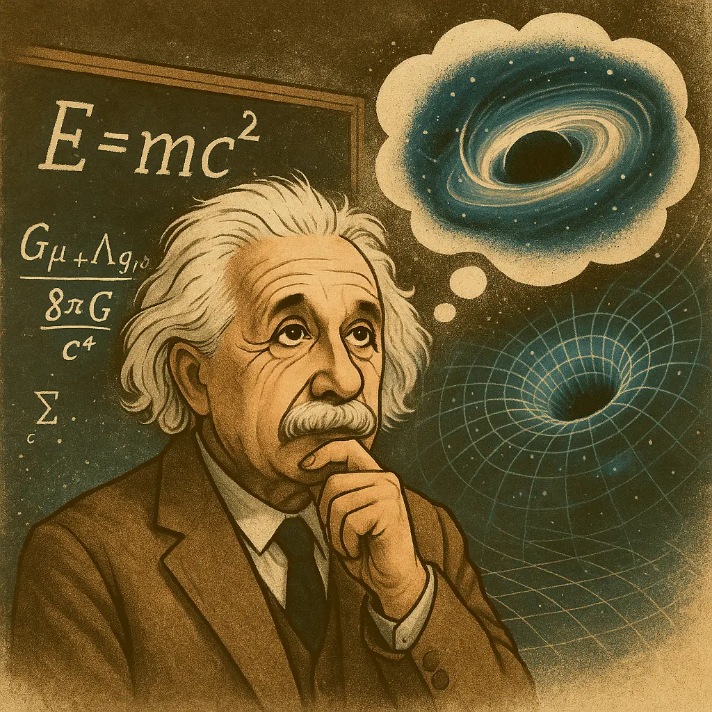 An ilustration about Albert Einstein thinking